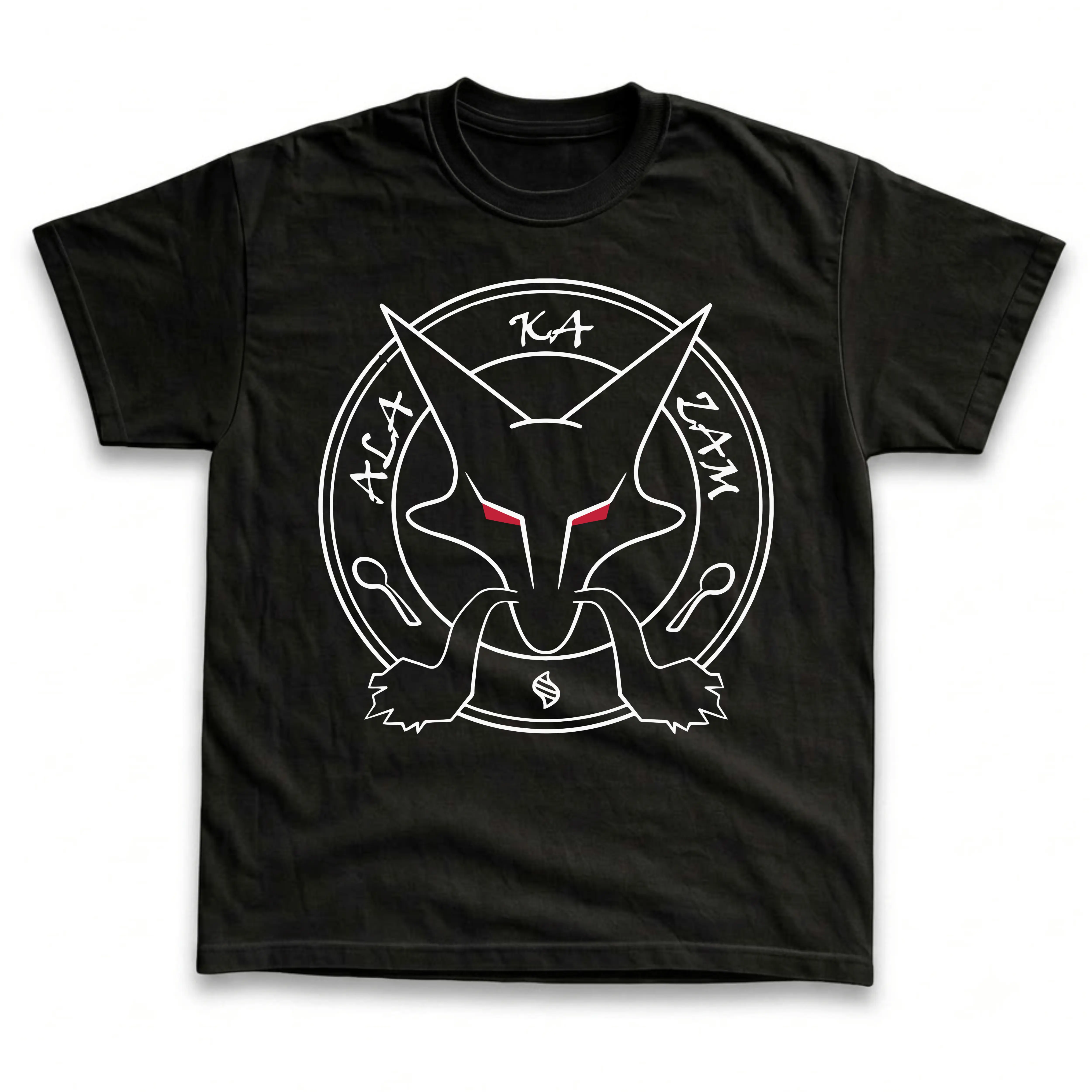 Men's and Women's T-Shirts, Vintage Ala Ka Zam Magic Spoon Psychic Sigil Graphic Tee, Funny Anime Telepathic Magic Parody, Retro Harajuku Streetwear Unisex Tee, Trendy Casual Crewneck Top, Cool Magic Occult Apparel, Unique Gamer Otaku Gift Idea