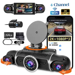 4 Channel Dash Cam with 3.18” Touch Screen, 2K 1080P*1080p*1080* 24/7 Parking Mode, Built-in GPS, 5.8G WiFi, Night Vision, 64GB Card, Rear Camera Monitor