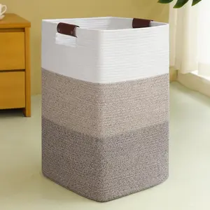 96L Extra Large Woven Cotton Laundry Hamper Storage Basket with Handles for Living Room for Storing Pillows Blankets Clothes Gradient Yellow