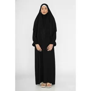 2-piece Khimar Abaya Set in Black
