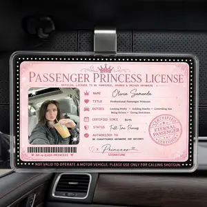 Custom Passenger Princess License Visor Clip - Girly Car Visor Clip - Passenger Seat Gift for Her