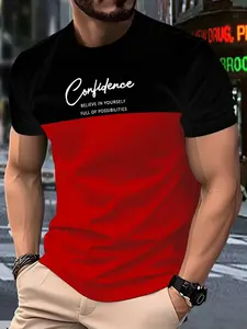 Men's 3D Printed Mesh Fitted Graphic T-Shirt, Comfortable Breathable Round Neck Short Sleeve, Casual Urban Streetwear Style, Perfect for Gym and Daily Wear, Menswear Top, Casual Summer Clothing
