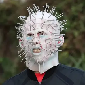 Classic Hellraiser Pinhead Mask for Halloween Costume - White Latex Adult Mask for Masquerade Party - 100% Biodegradable Handmade Prop