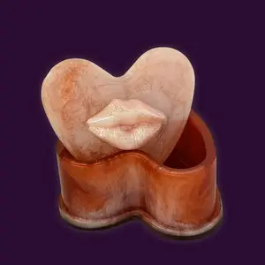 Heart Shaped Trinket Box Gift: Red & Pink Resin Dish