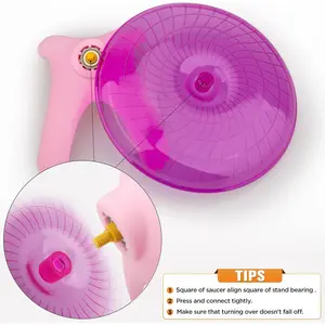 Hamster Wheel Silent Saucer Spinner/Quiet Exercise Flying Runner Dwarf Hamster/Gerbil Rat/Hermit Crab (Pink)
