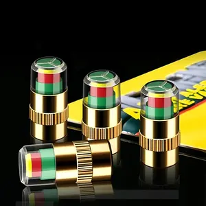 4 Pieces Large & Small Car Tire Pressure Monitoring Valves Safety Monitoring Nozzle Covers Tempered Glass Personalized Tire Covers Pressure Caps for Medium Small Motorcycle Bicycle