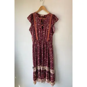 Ulla Johnson Maroon Floral Midi Dress 10