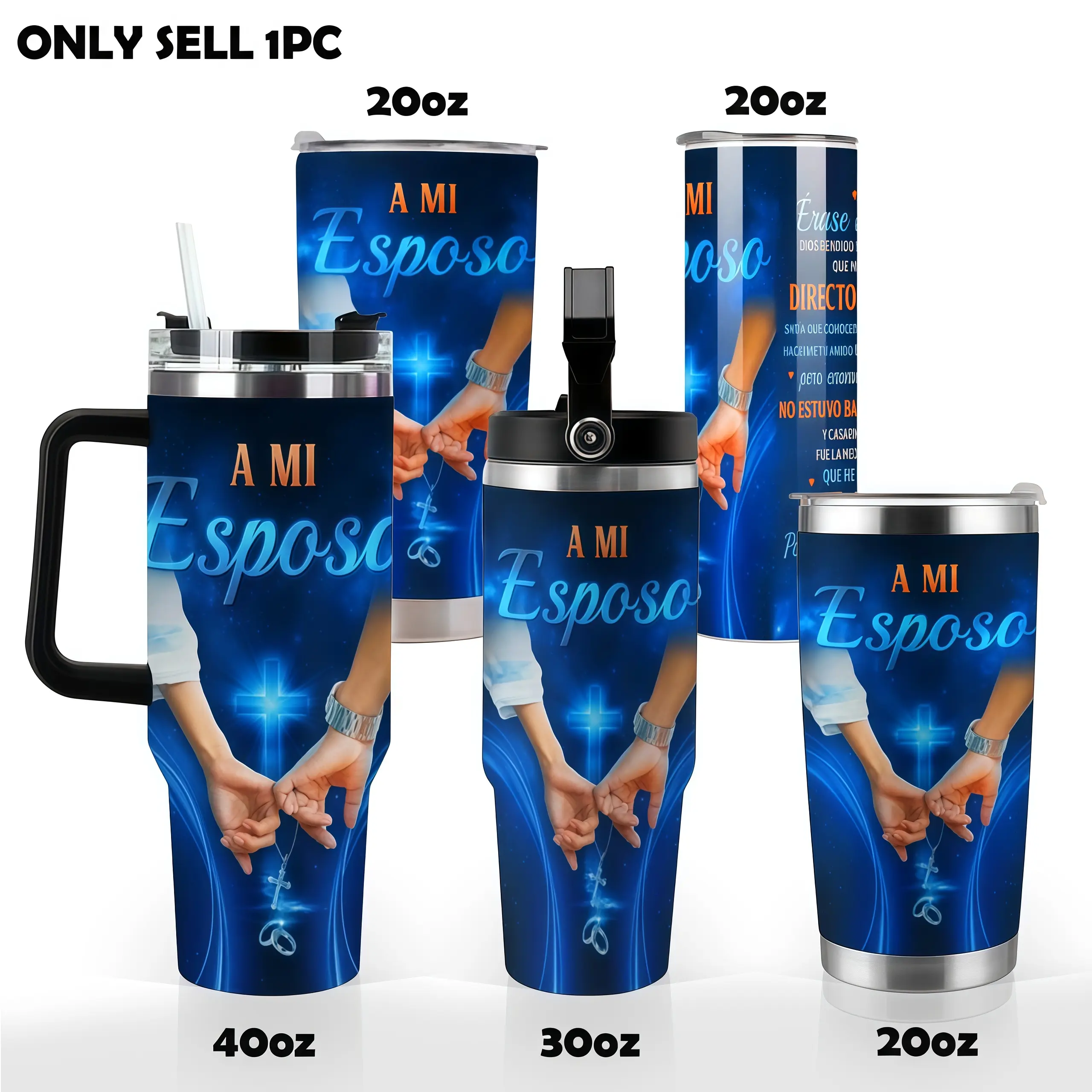 Stainless Double Wall Tumbler & Reusable Transparent Vacuum Flask Set with Lid - SMS Thermal Vase, Christian Anniversary Gift for Wife from Husband, Religious Kitchen Drinkware