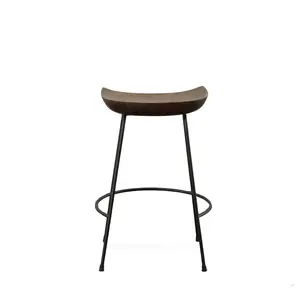 HomeRoots 25 in. Steel Backless Counter Height Barstools with Footrest - Chestnut & Black, Set of 2 (Model 516196), Barstools Counter Height