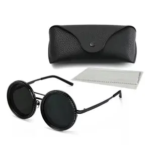 UV400 Rounded Polarized Glasses ND9 Stepless Dimming 1-9 Gears UV Protection Eyewear for Men Beach Shady Rays Frames Sunglasses with ND Filter Lenses Anti-Glare Adjustable Polarized Rounded Sunglasses