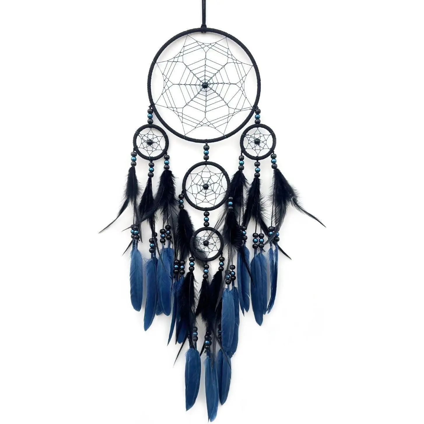Blue and Black Large Dream Catcher | Handmade, Wall Decor, Wall Hanging Ornament, Bedroom Living Room Home Decor