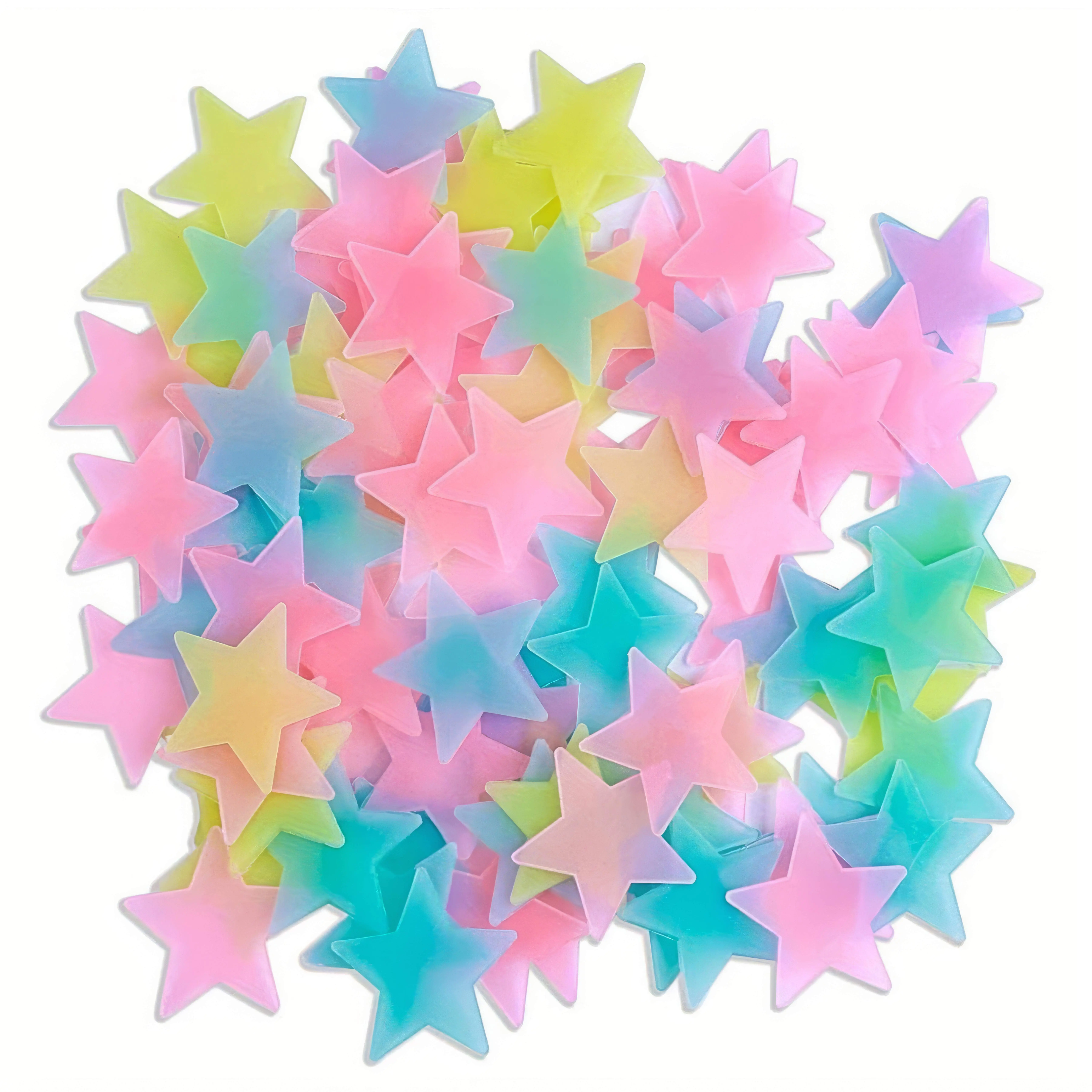 Colorful Glow-in-the-Dark Star Stickers Set, Home Decor Wall Stickers That Glow Softly at Night, Home Supplies