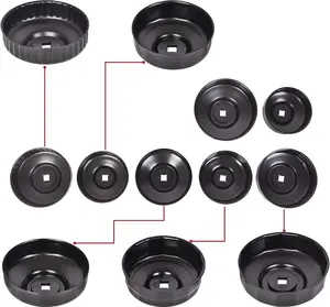 15PCS Cup Type Oil Filter Wrench Set, 3/8" Drive Cap Socket Removal Tool Kit with Storage Case, Professional Fluted Oil Filter Socket Set for Most Vehicles Cars