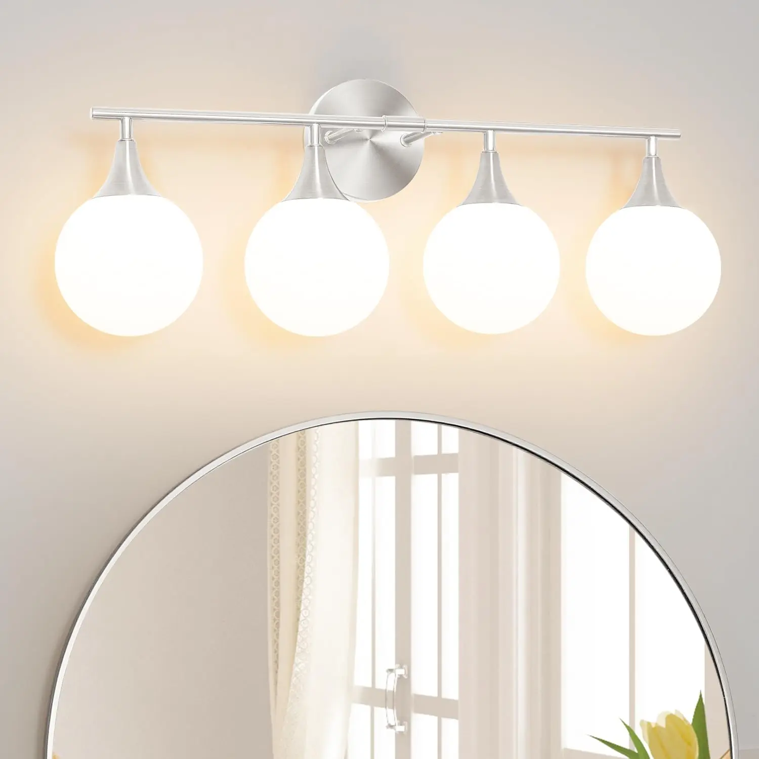 Modern Brushed Nickel Bathroom Vanity Light - Energy Efficient G9 Base Bathroom Lighting Fixtures Over Mirror, Anti-Glare 26 Inch Soft Illumination for Makeup & Shaving, Stylish and Affordable