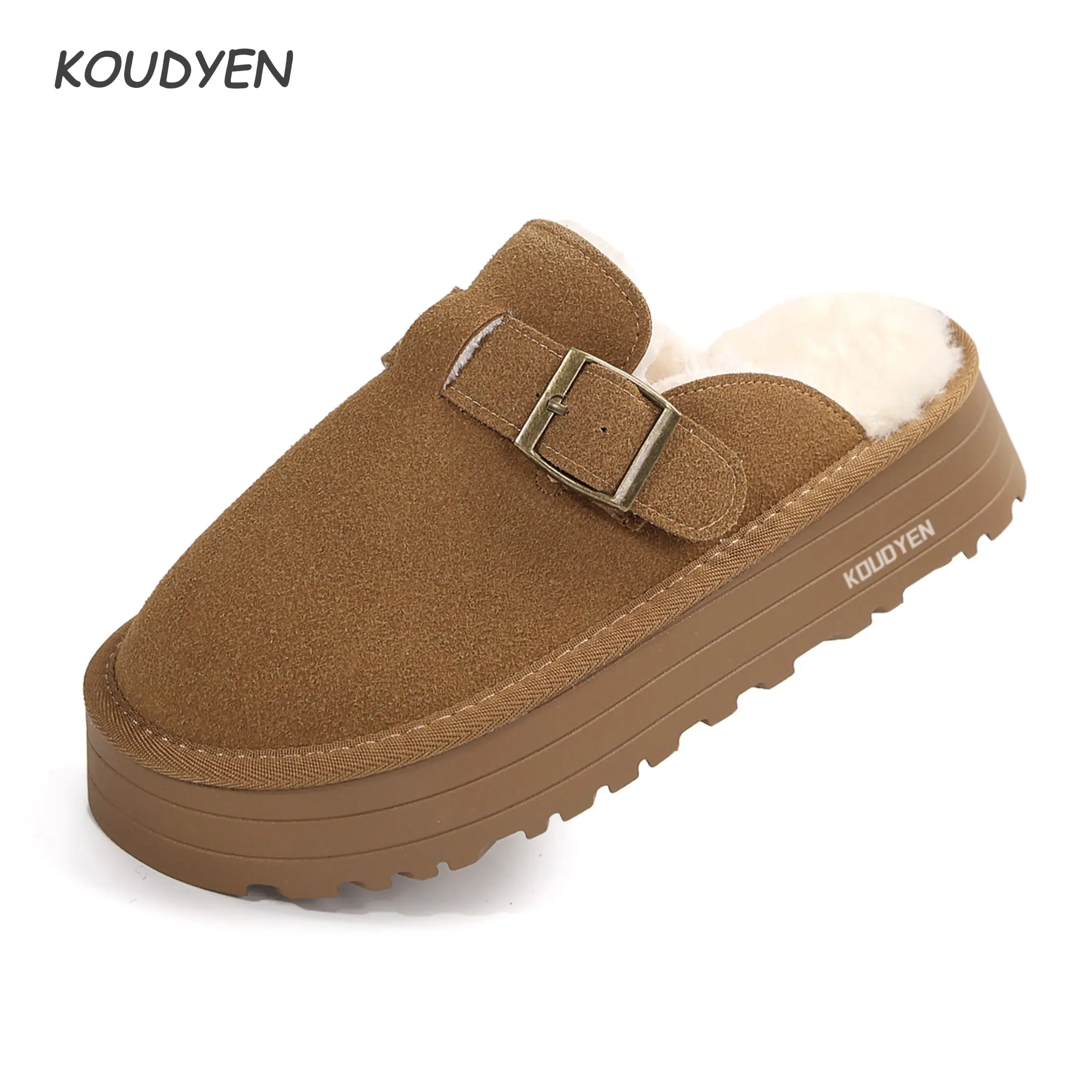 Clogs for Women – Faux-Fur Lined Slip-On Womens Shoes with Cork Footbed and Adjustable Buckle