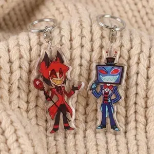 Hazbin Hotel Alastor Vox Acrylic Keychain, Vox Hazbin Hotel Keychain, Alastor Radio Demon Acrylic Charm,Matching Anime Keychain