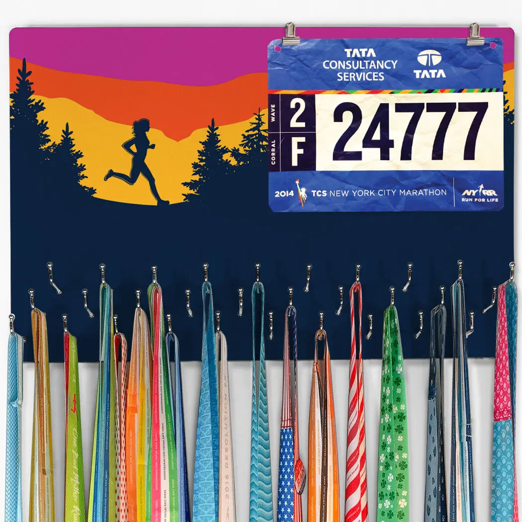 Large Running Medal and Bib Hanger with Multiple Hooks - Happy Hour Home Organiser, Ideal Gift for Medal Display