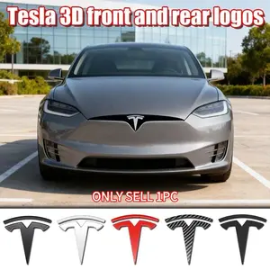 Tesla Car Front & Rear Emblem, Hood Decoration, Scratch-Resistant Reinforced Badge, Replacement Logo for Model 3/y/s/x, Exterior Modification Parts