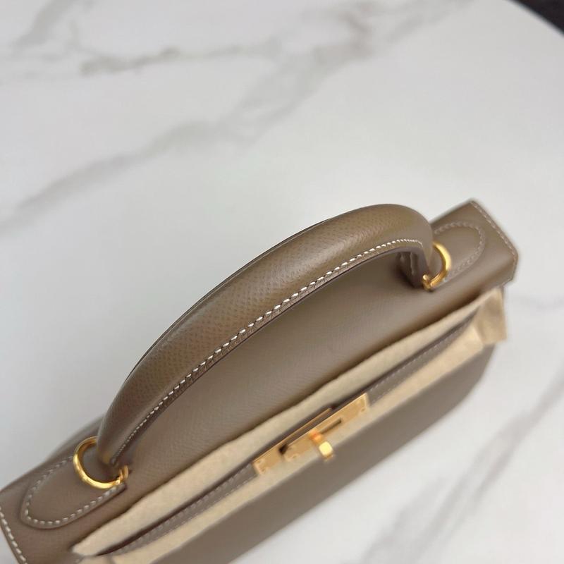 Pre-owned HERMÈS Leather tote bags Hermes Kelly 28 Epsom 18 Etoupe (mk103369)