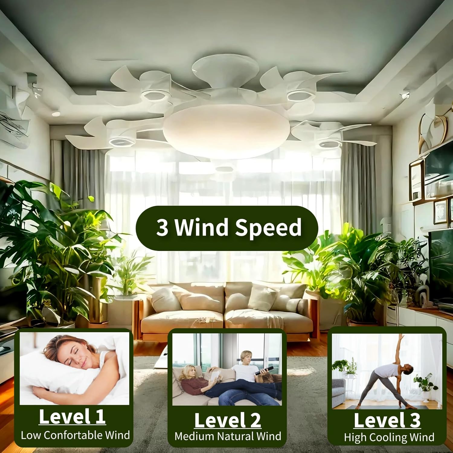 80W  Socket Fan Light Foldable LED Ceiling Fan Lamp with Remote Control 3‑Speed Wind No‑Strobe Eye‑Protective Light for Bedroom Living Room Home Decoration #ceilingfan #homedecor