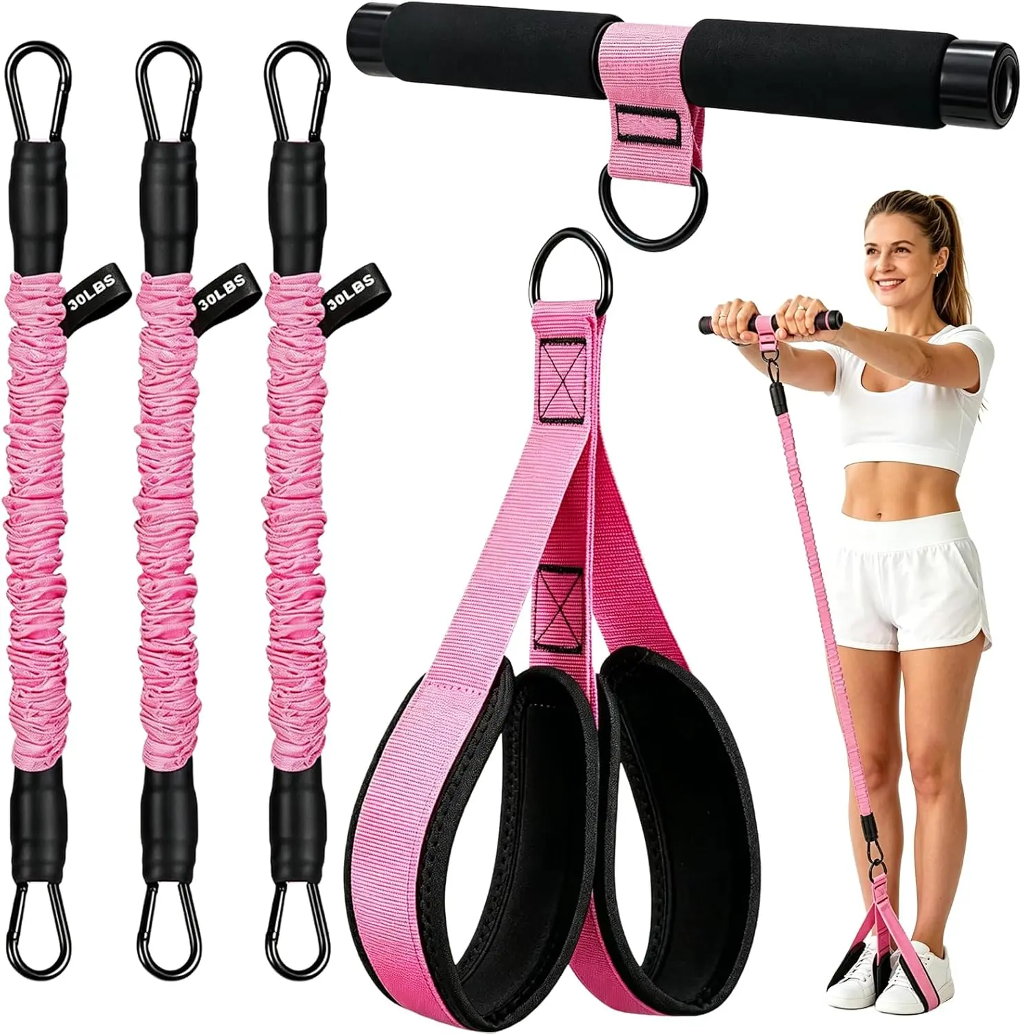1pc Upgraded Pedal Resistance Band (Pink/Purple), Detachable Sit Up Pull Rope with Anti-Snap Sleeve, Portable Full Body Workout for Abdomen Core, Non-Slip Foam Tummy Trimmer Equipment