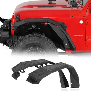 Hooke Road Aluminum Front Fender Flares w/ LED Lights & Turn Signal Lights for 2018-2026 Jeep Wrangler JL & 2020-2026 Gladiator JT