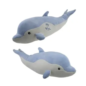 Adorable Blue Dolphin 19" Plush Toy Gift Pillow Souvenirs Soft Cuddly Stuffed Animal Perfect for Bedding Playtime Ornaments Home Decor