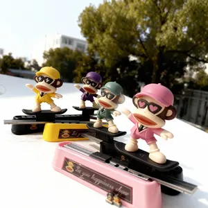 1PCS Paul Frank Cute Monkey Doll Car Dashboard Ornament, Fixed Car Decoration Figure for Air Vent, Interior Accessories, Cute Auto Decor Gift