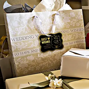 Personalized Wedding Gift Tag | Bear Couple Design | Foil Cardstock Tag