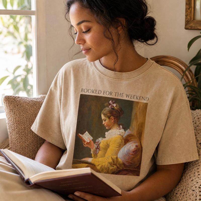 Booked For The Weekend Reading Lover Graphic Tee Women Dark Academia