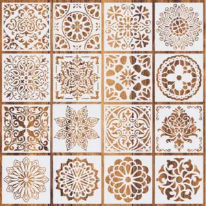 Vintage Pattern Pet Spray Painting Template, Hollow Out Auxiliary Drawing Board, 30cm Plastic Ruler for Graffiti Copying