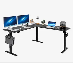 VEVOR L Shaped Desk Electric Adjustable Height Corner Desk with Keyboard Tray Adjustable Height Standing Desk with Cable Management monitor stand