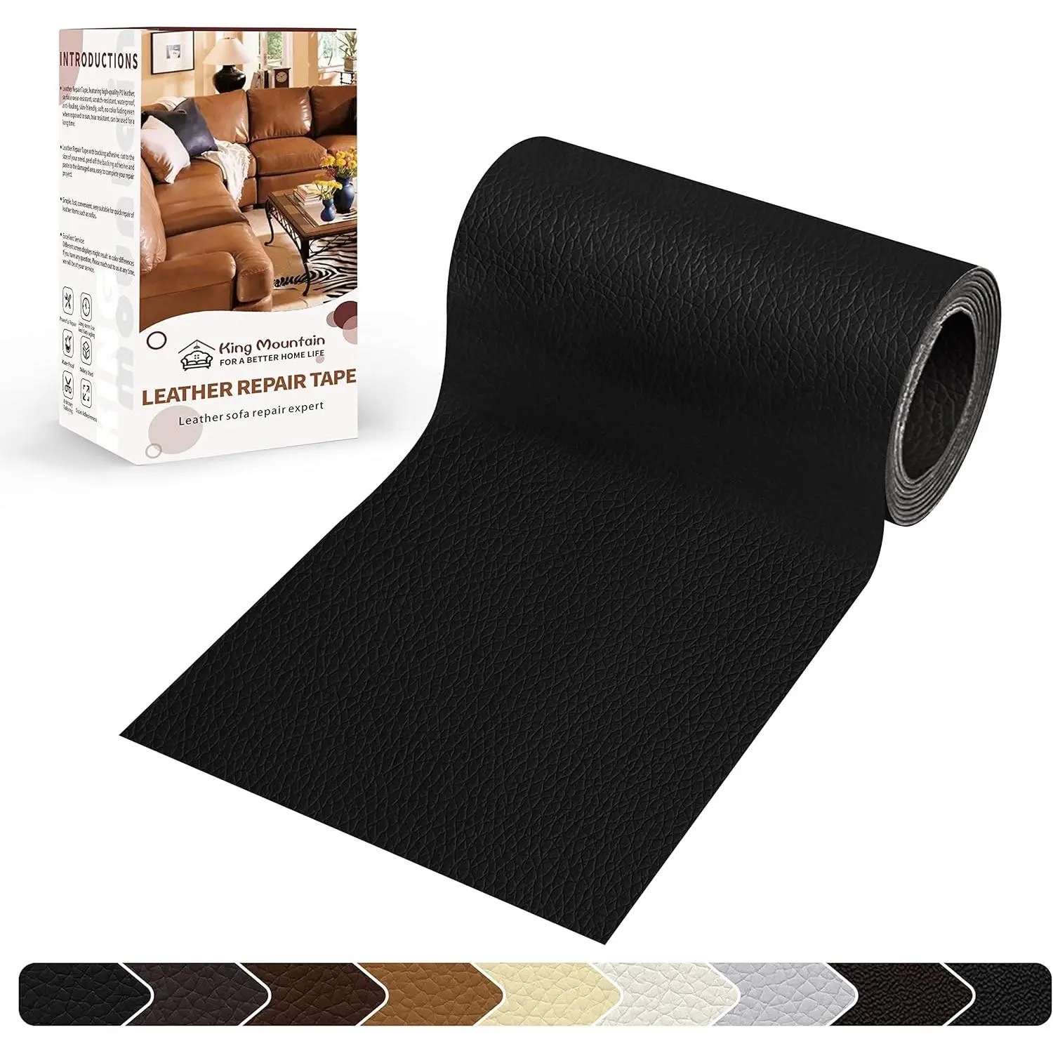 Self-Adhesive Leather Repair Patch, 4x63in Waterproof Sealant Tape, Restoration Solution for Leather Furniture, Car Seats, Adhesive Leather Leather, Patch Repair Leather