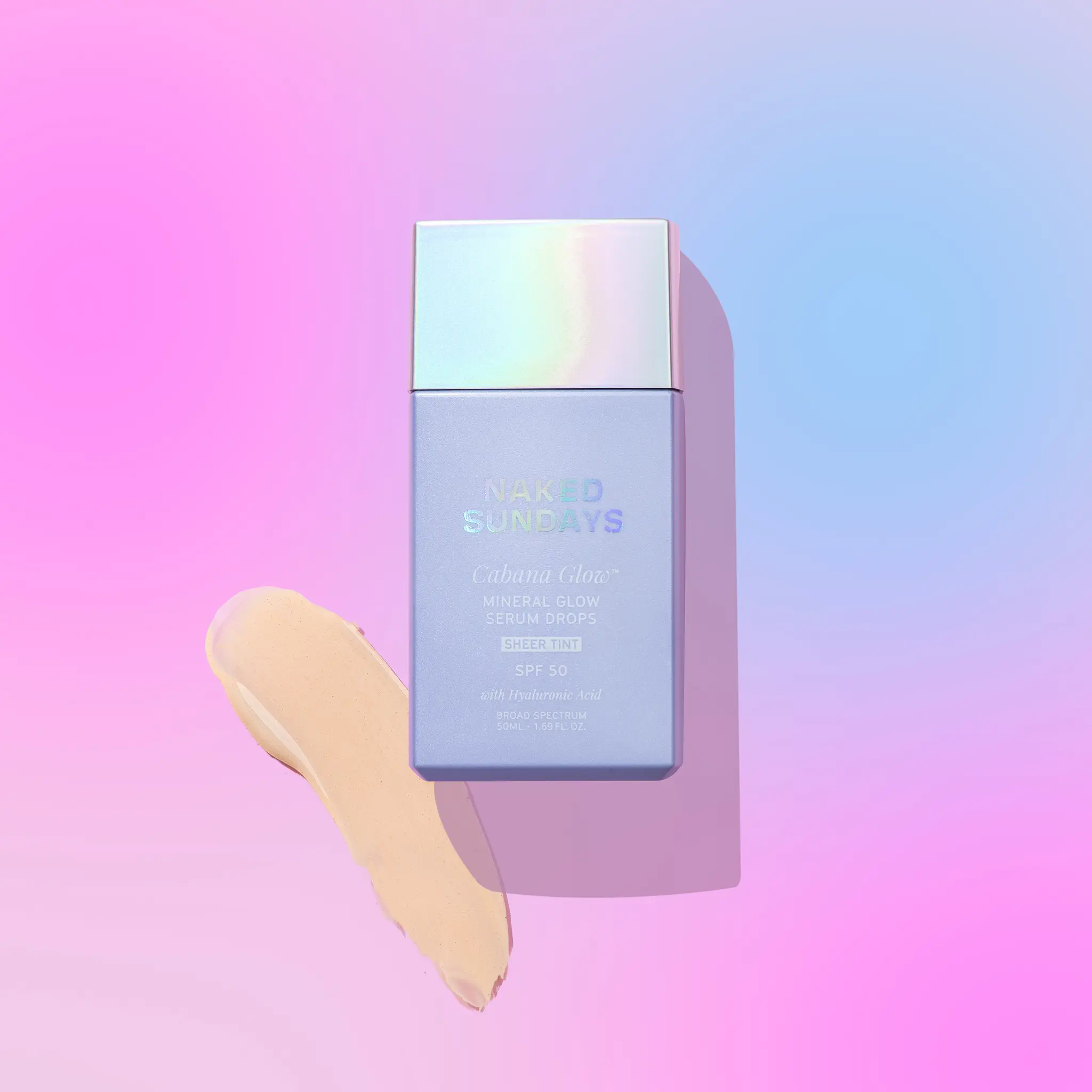 Naked Sundays CabanaGlow SPF50 Mineral Glow Serum Drops - Sheer Tint Blend tinted mineral Sunscreen Skincare Primer Uv Facial Lightweight Brush face spf Daily Gentle Sensitive Radiance