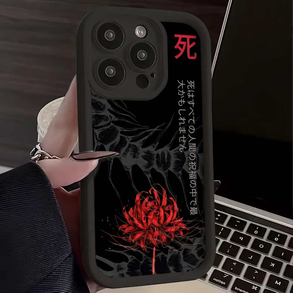 Tokyo Anime 2D Print TPU Silicone Casing for iPhone 17 Pro Max,16,16e,15,14 Plus,13,12 Mini,11,Air,X,XS - Straight Edge, Shockproof, Drop-Resistant, Rugged, Protection Accessory, Valentine's Day Gift