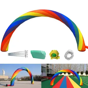 Colorful Motorized Inflatable Rainbow Arch, 26ftx10ft (8x4m) w/ 350W Motor, Oxford Cloth, UV-Resistant, Easy Setup w/ Rope Nails & Hand Tool, for Events Advertising & Party Decor Supplies
