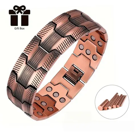 Black Friday Deal! 3x Men's Copper Bracelet Triple Super Magnet, Magnetic Bracelet with Adjustable Size Tool,Improves Energy Circulation  Strong Magnetic Bracelet Men's Valentine's Day Father's Day Jewelry Gift Unique Birthday/Anniversary Gifts