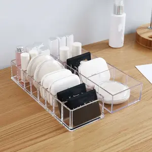 Transparent Makeup Organizer Box, Lipstick Storage Case, Desktop Cosmetic Holder, Multi-Compartment Design, Ideal for Vanity Organization, Cosmetics Organizer Storage, Lipstick Holders