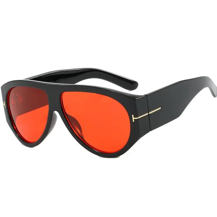 Black framed red lenses