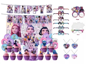 Pink birthday party decorations include balloons, cake card decorations, banner party decorations, and fan surprises.