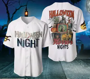 Halloween Horror Nights Baseball Jersey, Vintage Halloween Horror Jersey, Halloween Baseball jersey, Trending Halloween, Pumpkin Baseball jersey, Skeleton Baseball jersey, Ghose Baseball jersey, Horror jersey, Spooky Baseball jersey, Gift for Halloween