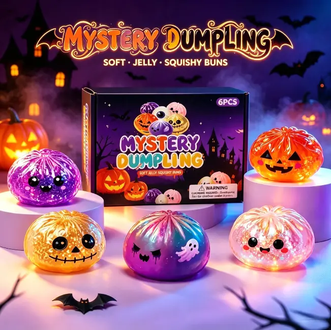 Cute Halloween scary ghost Maruko squeeze toy set, portable stress-relief hand squeeze toys, perfect Halloween party treat bag fillers and holiday gifts