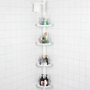 Garvee 4 Layer Corner Shower Caddy with 4-Tier Adjustable Shelves, Bathroom Storage Organizer for Bathtub Shampoo and Accessories, Durable White Storage Rack