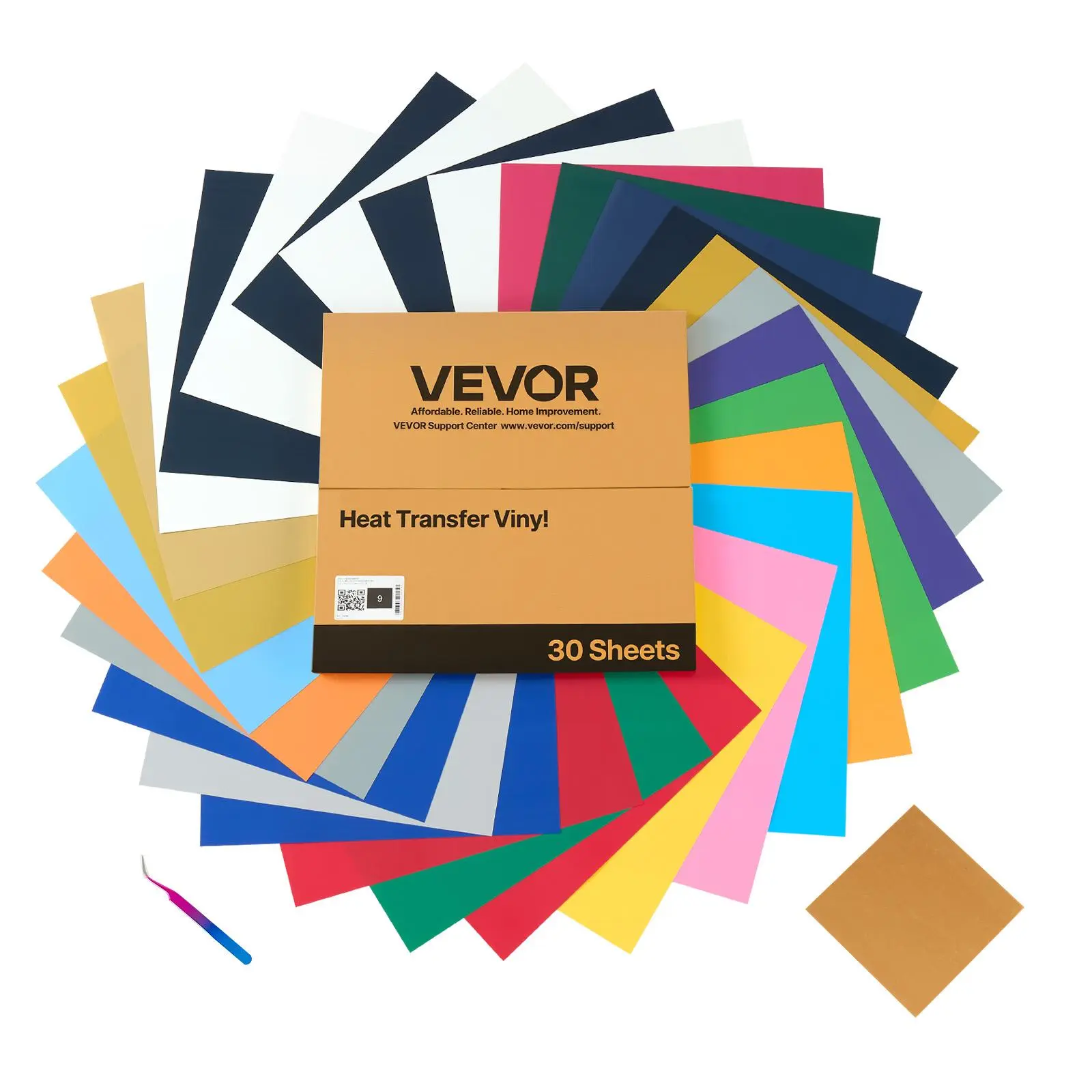 VEVOR Heat Transfer Vinyl Bundle, 30 Pack 12x12 in Assorted Colors HTV Iron-On Vinyl with Strong Adhesion, PVC Layers, Jewel Gloss, Accessories, Easy to Cut & Weed, Compatible with Cutting Machines for Customized Craft, Everyday Clothing, 12 X 12 In, Four