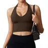 OYV Women's Impact Halter Tank Top Longline Backless Scoop Neck Built-in Bra Sports Workout Gym Crop Top