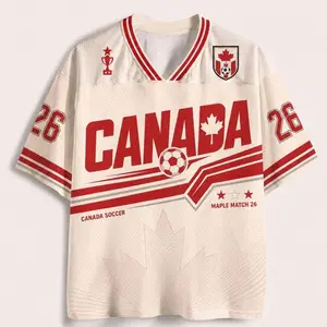 Custom Number Canada Inspired Soccer Jersey, Personalized Number Football Shirt, Maple Leaf Game Day Fan Gift