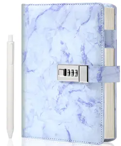 Marble Diary with Lock for Girls and Women, A5 Secret Journal with Lock 192 Pages Waterproof Girls Locked Diary with Pen, Password Locked Journals for Teen Girls