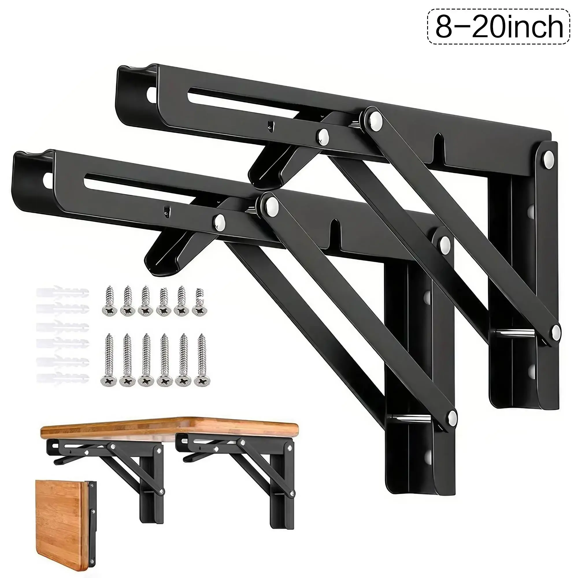 Foldable L-shaped Bracket, Thickened Sturdy Heavy Duty Bracket with Accessories, Space Saving Bracket for Wall Folding Table, Folding Chair, Home Storage Decoration