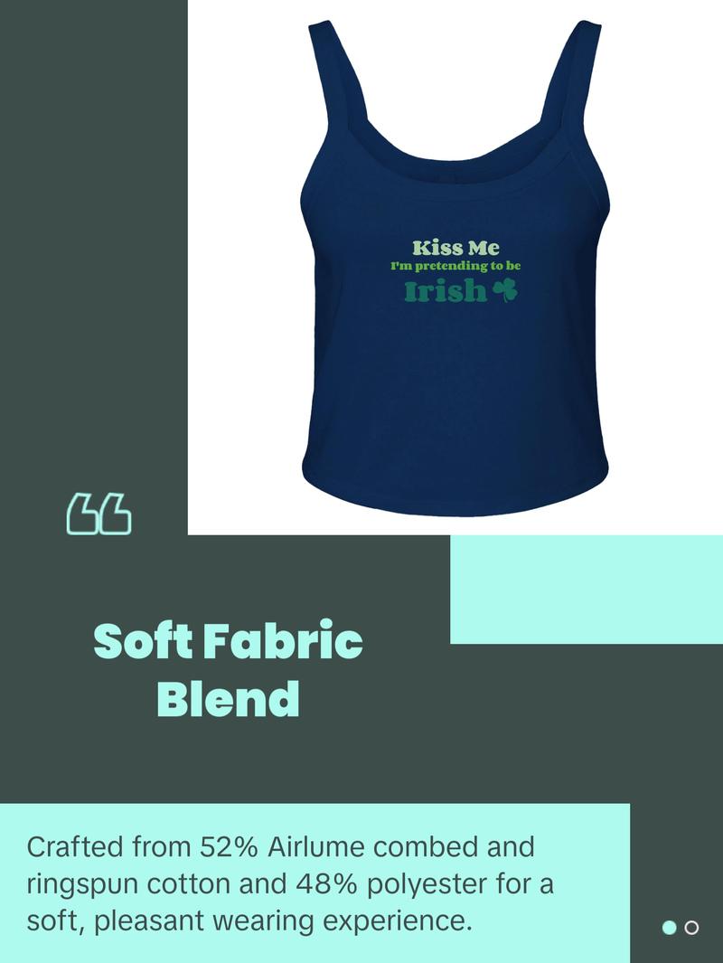 Kiss Me I'm Pretending to Be Irish Women's Micro Ribbed Scoop Crop Tank