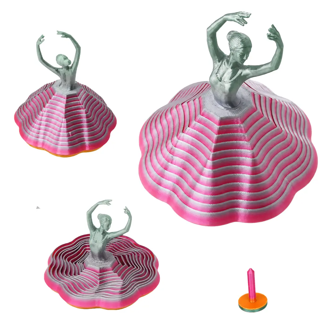 3D Printed Gradient Color Ballet Dancer Fidget Toy, Sensory Finger Spinner, Birthday Party Decoration, Plastic Ballet Rotation Toy